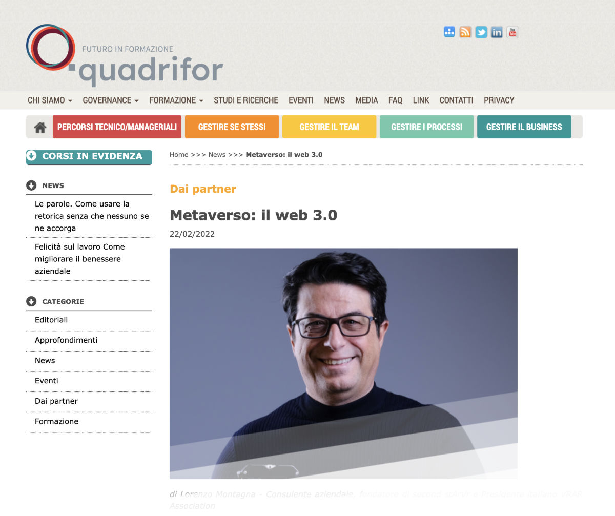 Quadrifor Lorenzo Montagna Metaverso